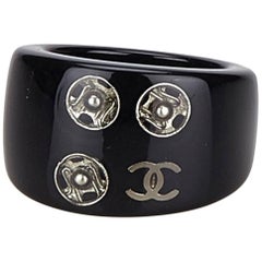 Chanel Black "CC" Resin Ring