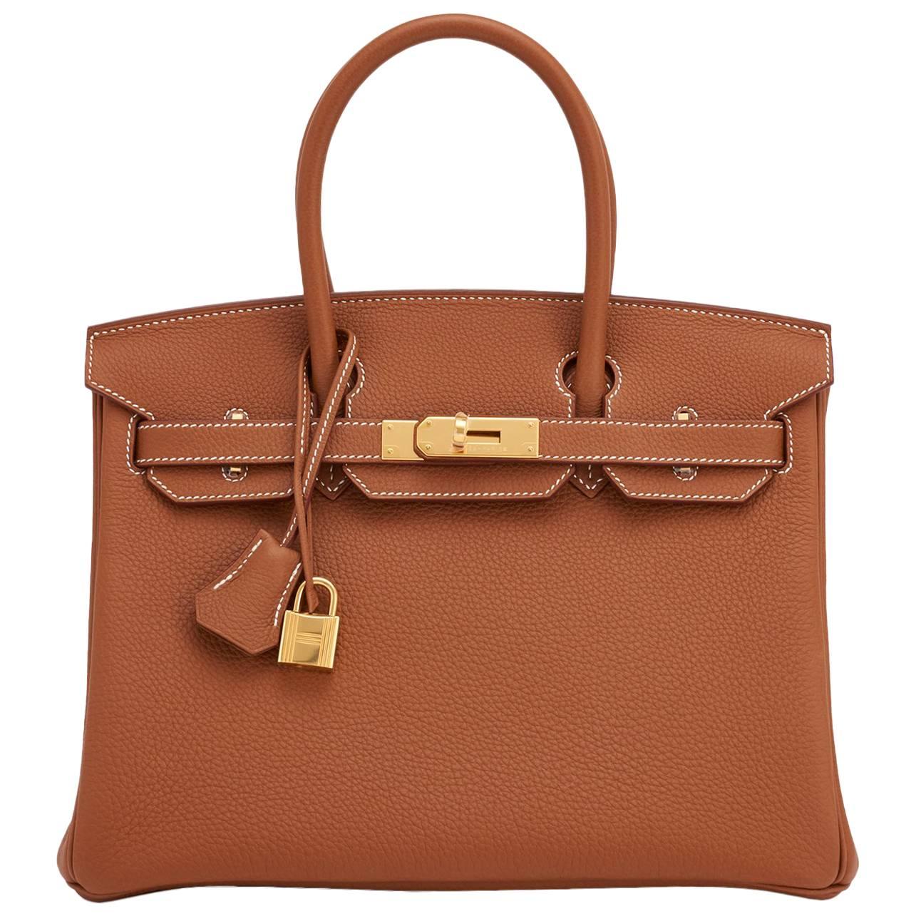 Hermes Gold Togo 30cm Birkin Camel Tan Gold Hardware A Stamp