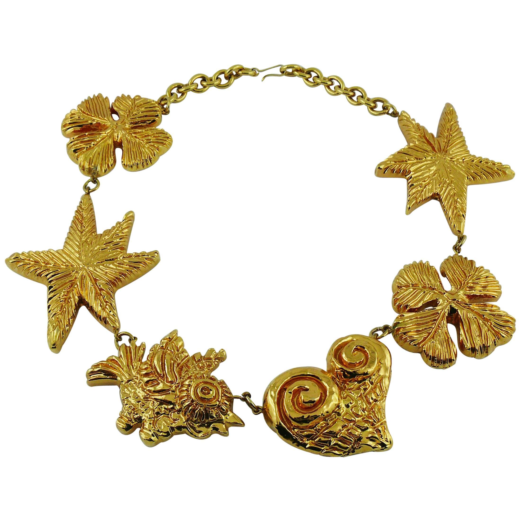 Christian Lacroix Vintage Massive Gold Toned Iconic Necklace