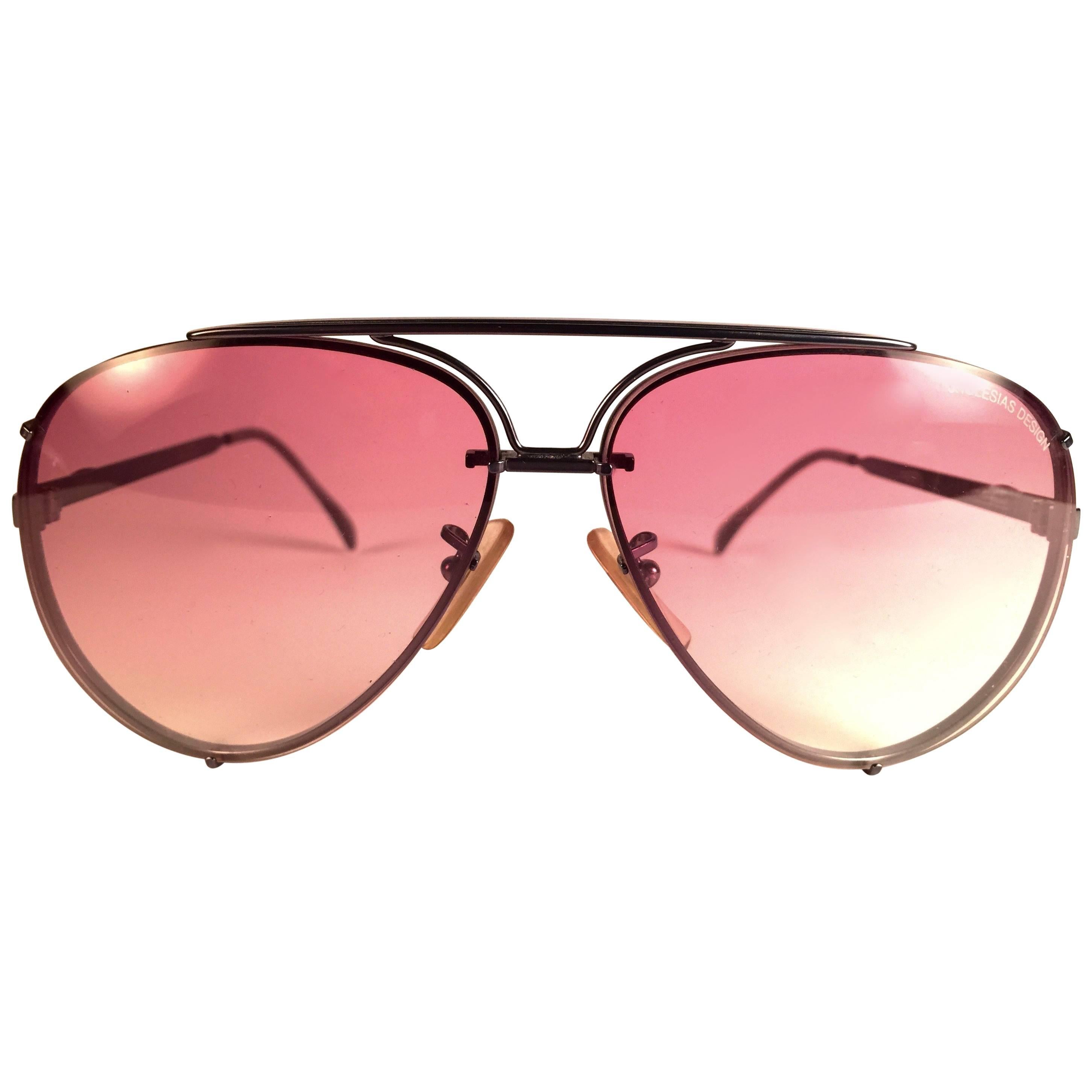 New Vintage Julio Iglesias Design Sunglasses Rose Gradient Lens 1980 Sunglasses