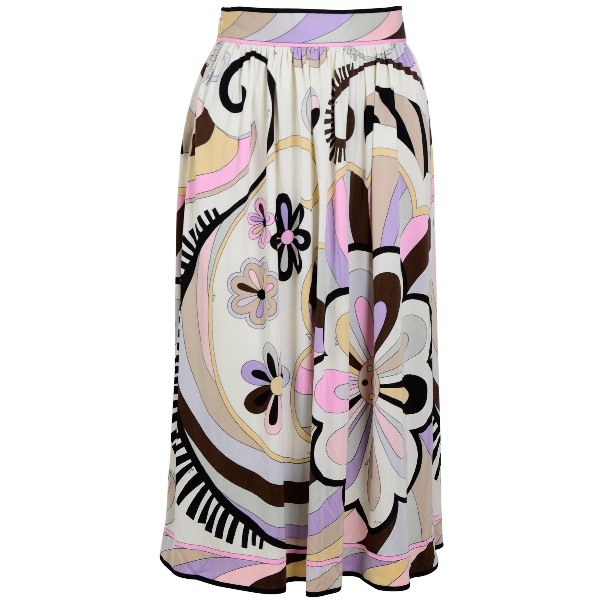 1970's vintage Emilio Pucci signed silk jersey skirt