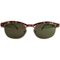 New Vintage Kenzo Clubmaster Style Tortoise Silver Sunglasses 1980's