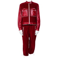 1960's Courreges hyperbole red corduroy / nylon two piece set 4