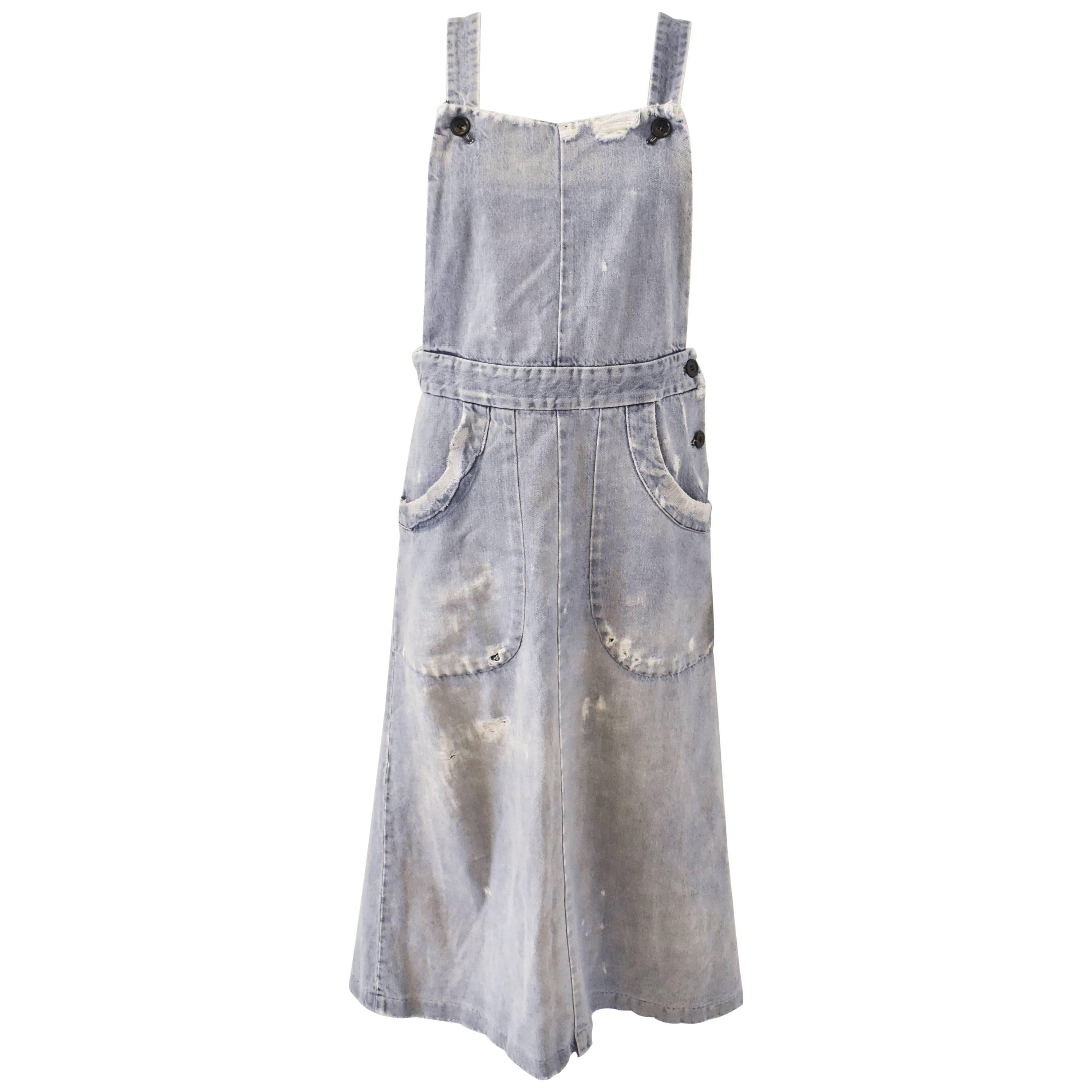 Comme des Garcons Robe de Chambre Distressed Denim Dungaree Dress 2005 