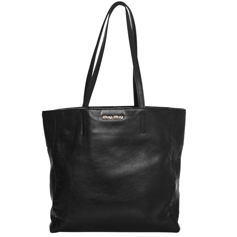 Miu Miu Black Leather Tote Bag For Sale at 1stDibs miu miu