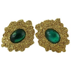 Yves Saint Laurent YSL Vintage Textured Gold Tone Clip-On Earrings 12