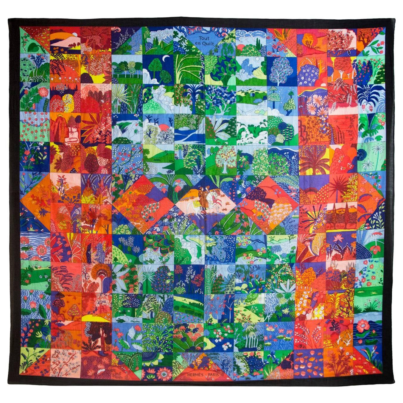 Hermes Multi-Colored Tree Print Cotton Pareo Wrap/Scarf