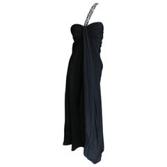  Galanos for Martha Park Avenue Black Silk Crepe Dress with Jeweled Strap