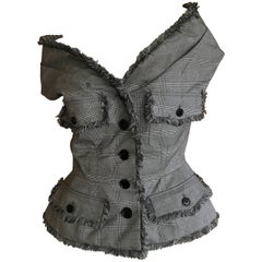 John Galliano 2011 Christian Dior Silk & Wool Off the Shoulder Sleeveless Jacket 12