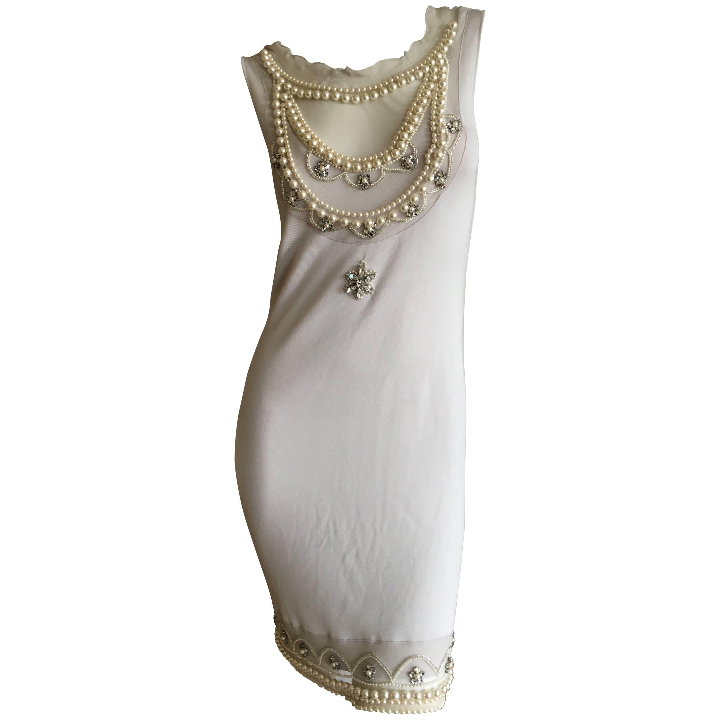 Christian Dior Chic Silk Dress with Lesage Trompe-l'œil Pearl and Crystal Jewels