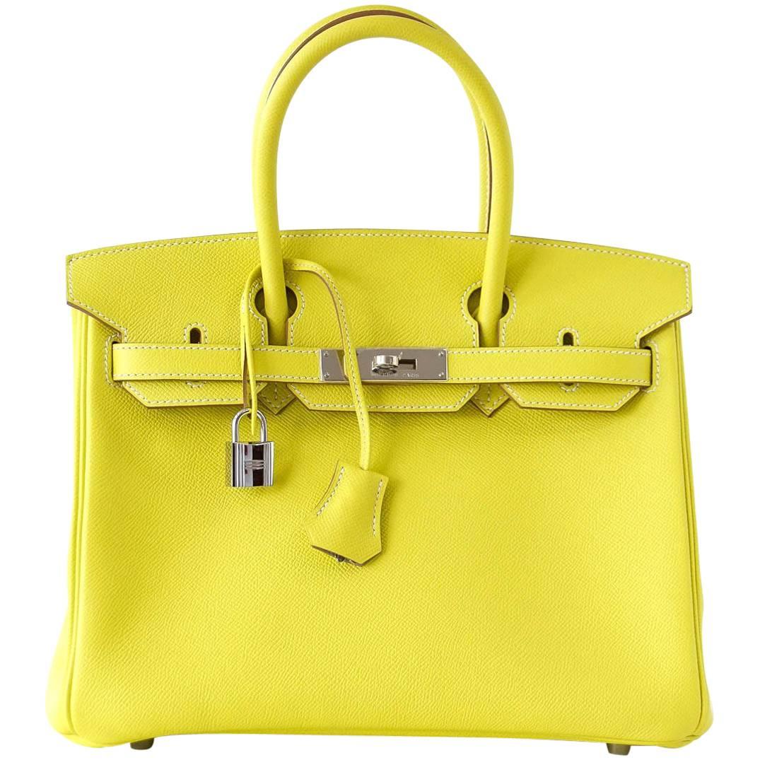 Hermes Birkin 30 Bag Rare Lime Candy Limited Edition Gris Perle Interi –  Mightychic