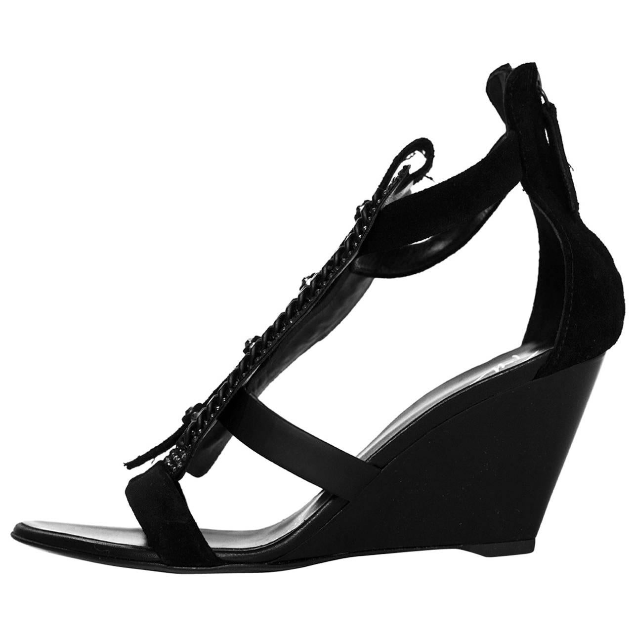 Giuseppe Zanotti Black Bead & Chain Sandals Sz 36 NIB