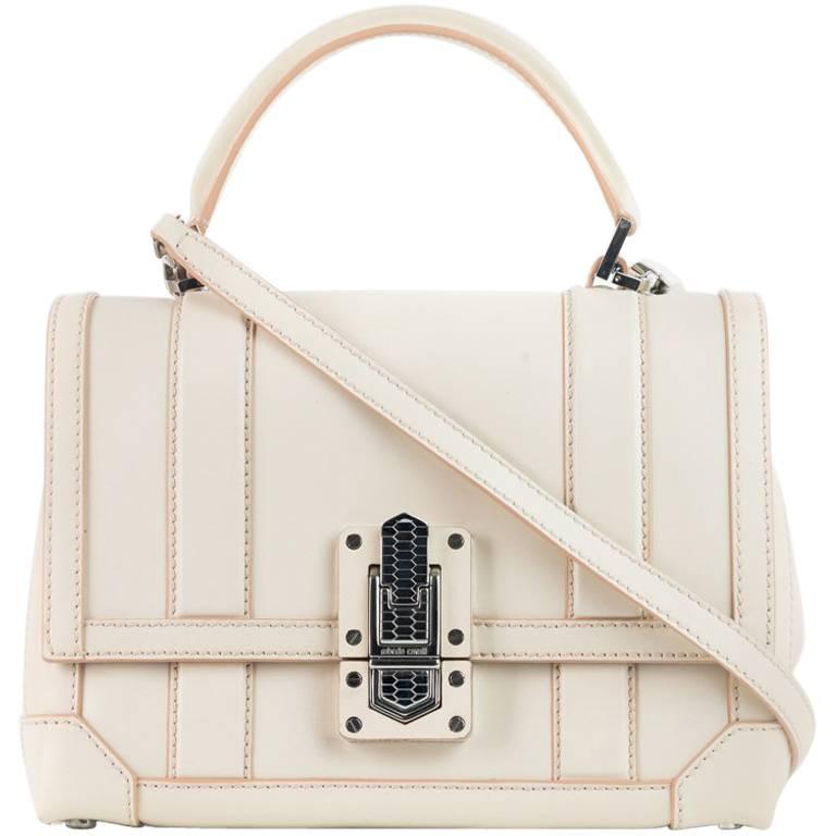 Roberto Cavalli Womens Beige beauty Queen Leather Shoulder Bag