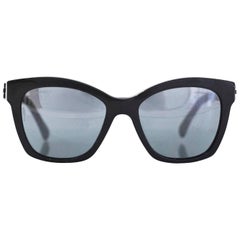 Chanel Black Pantos Spring CC Lego Mirrored Sunglasses with Case