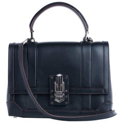 Roberto Cavalli Womens Solid Black Leather Satchel Shoulder Bag