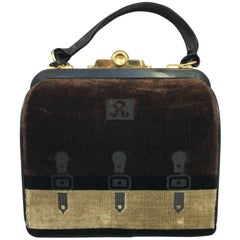 Roberta di Camerino Chocolate Colored Velvet Handbag with Key, Circa 1960 4