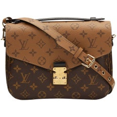 2017 Louis Vuitton Brown Monogram Reverse Coated Canvas Pochette Metis