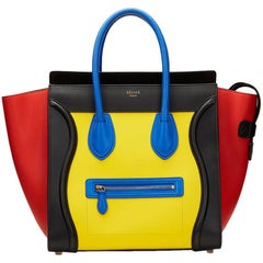 2010s Celine Primary Colour Smooth Calfskin Leather Mini Luggage Tote