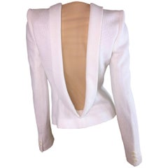 NWT S/S 1998 Alexander McQueen Runway White Structured Nude Mesh Jacket