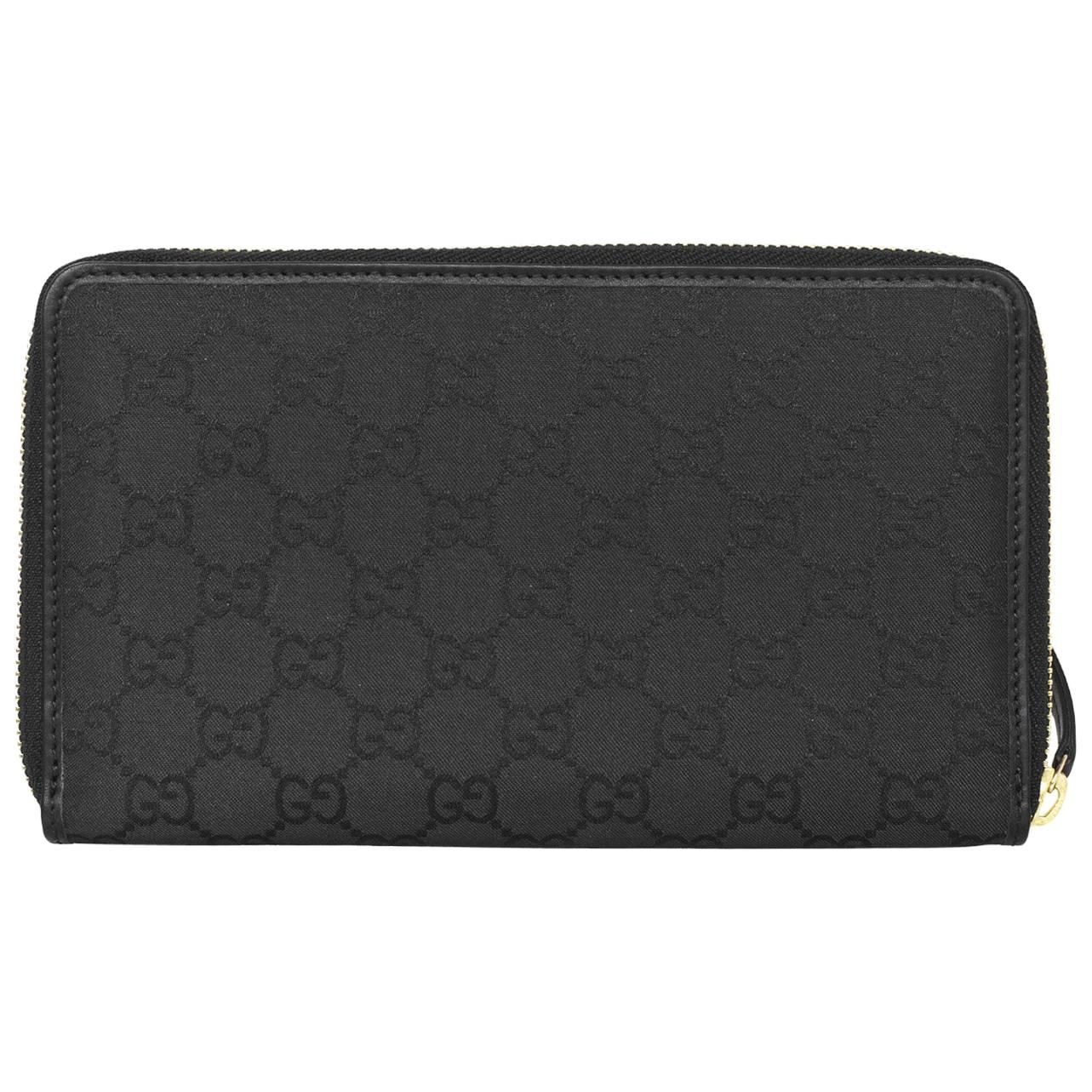 Gucci Monogram GG Nylon Zip Around Wallet with Box