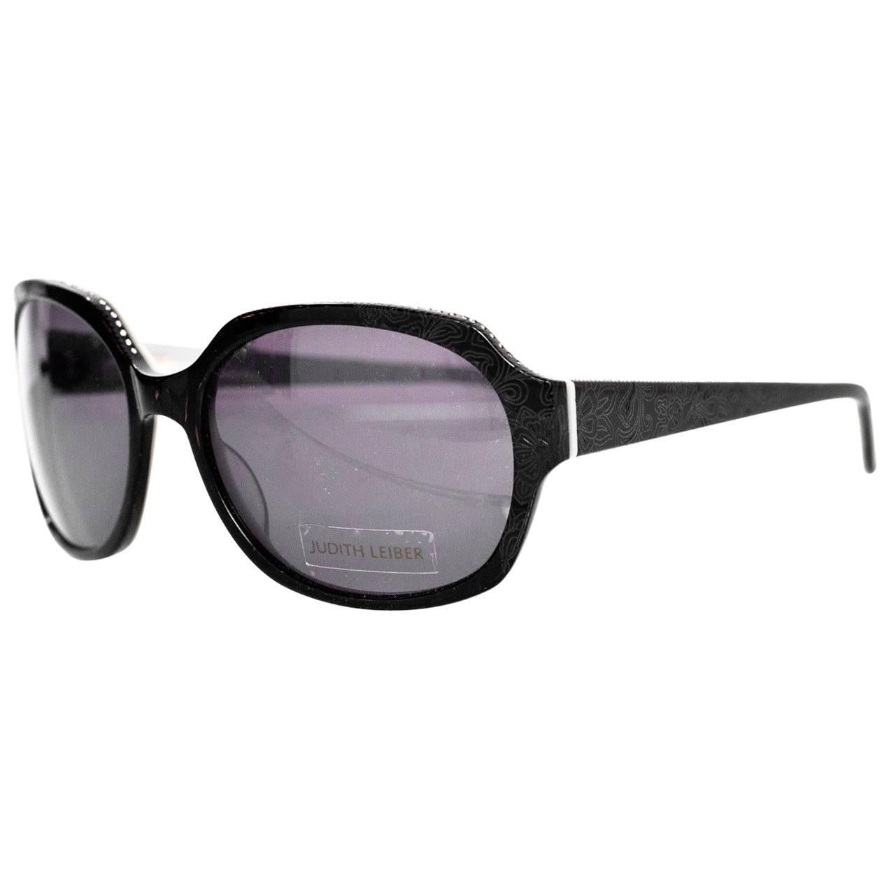 Judith Leiber JL1169 Black Swarovski Crystal Sunglasses with Case