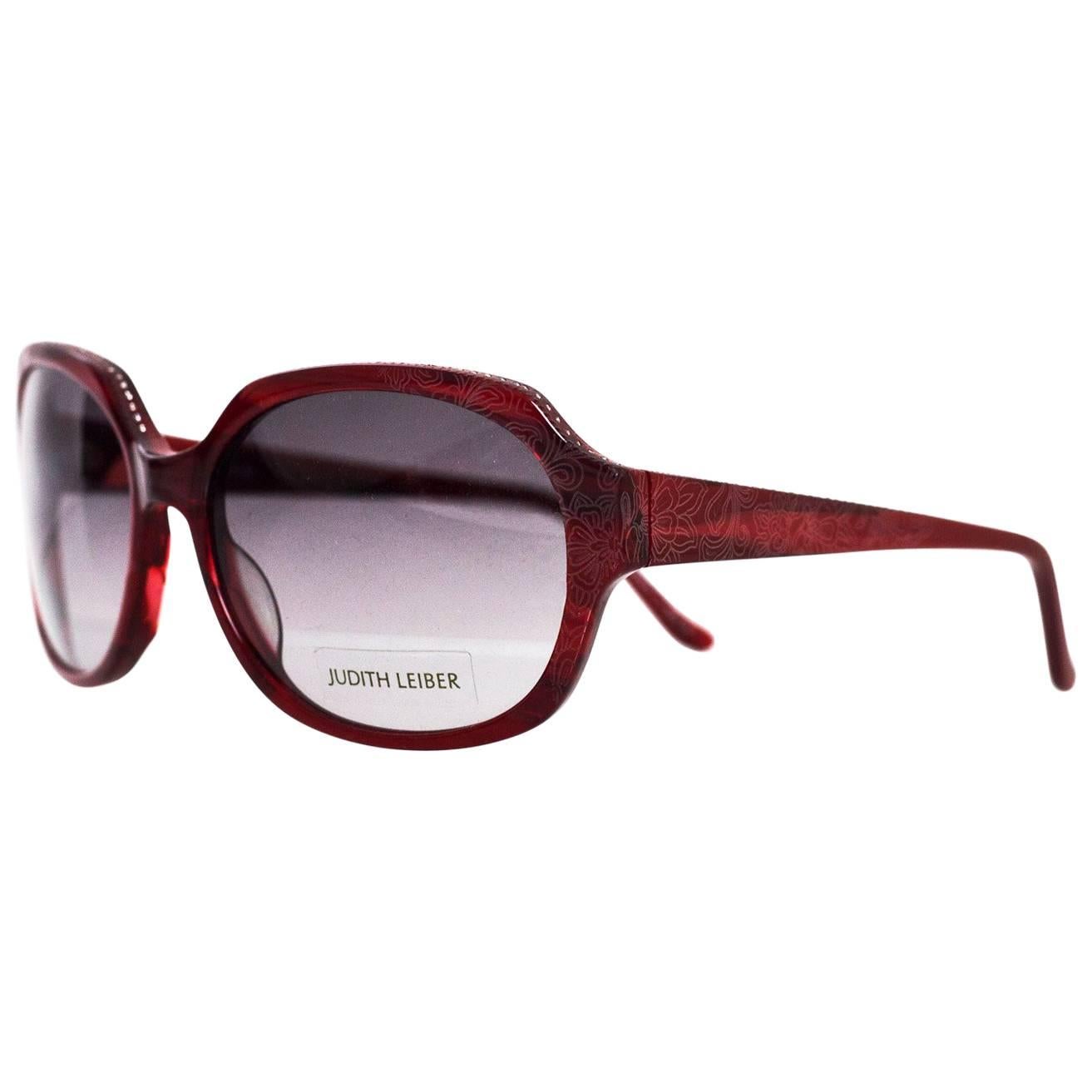 Judith Leiber JL1169 Red Swarovski Crystal Sunglasses w/ Box & Case