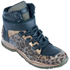 Roberto Cavalli Womens Leopard-Print High-Top Sneakers