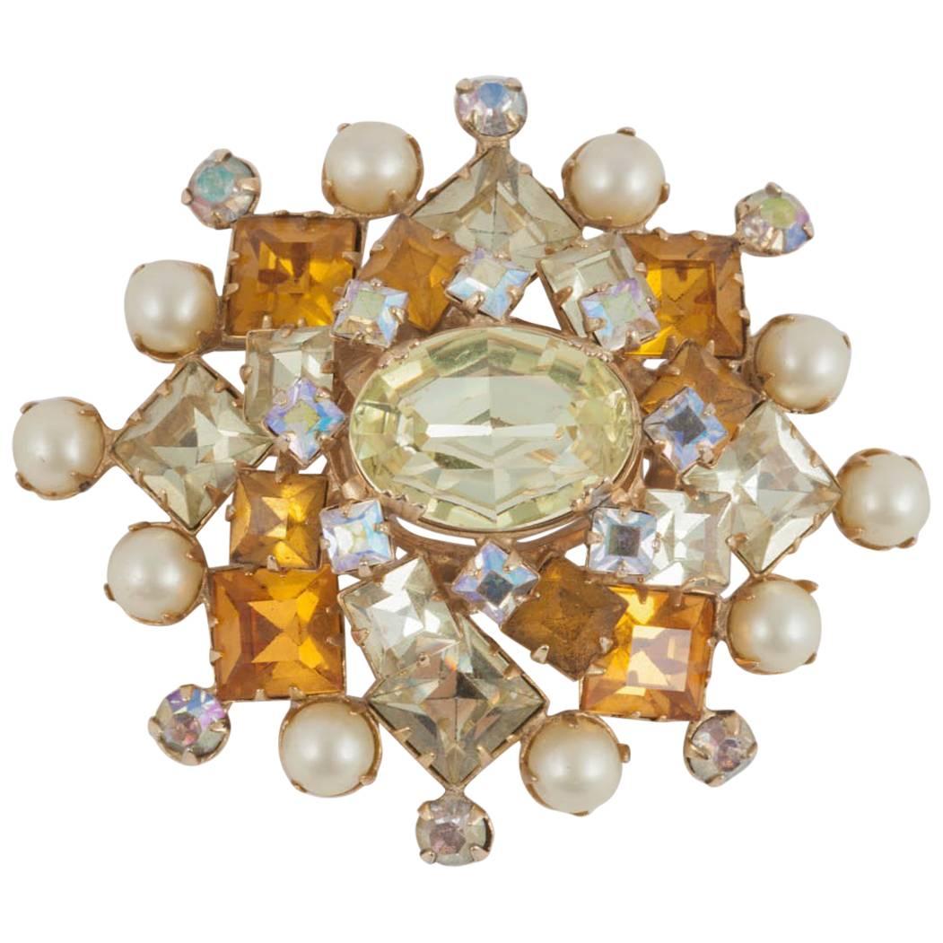 A jewelled brooch, Schreiner of NY, 1960s