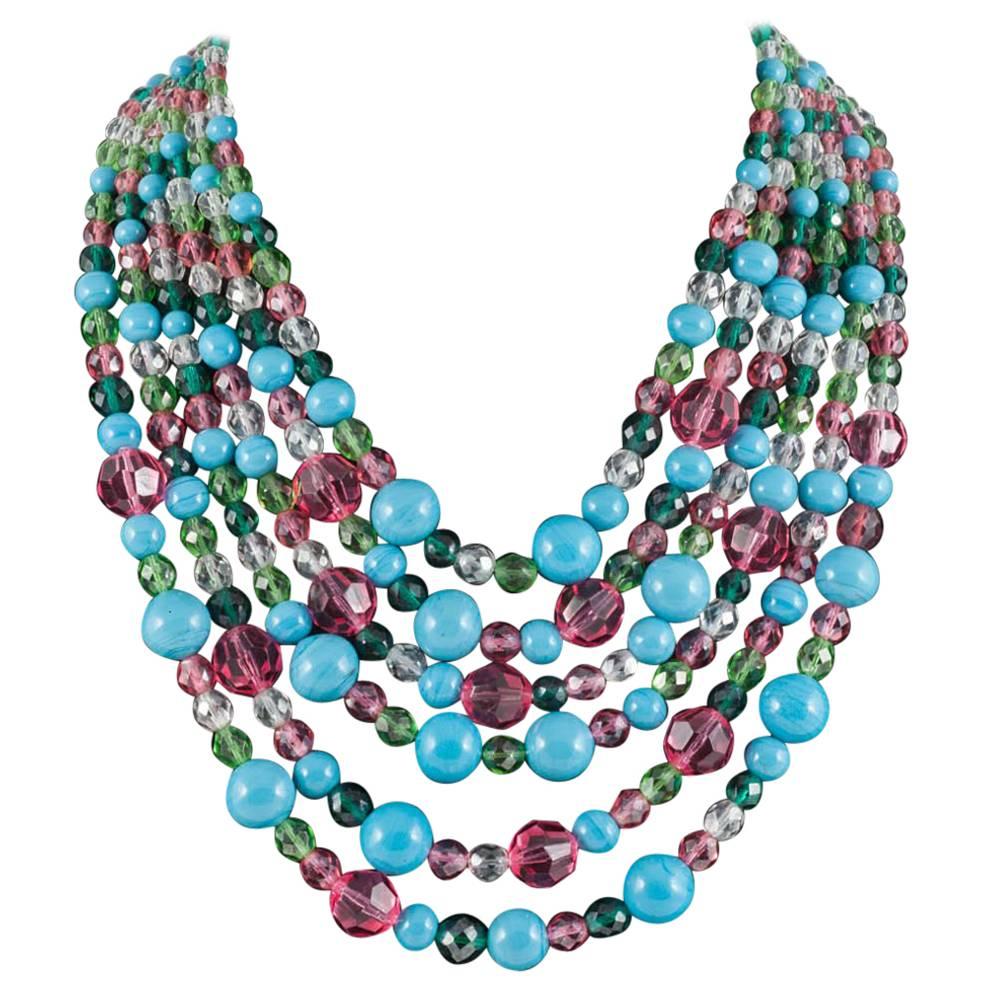 Beautiful multi row and glass bead necklace, Coppola e Toppo, 1950s