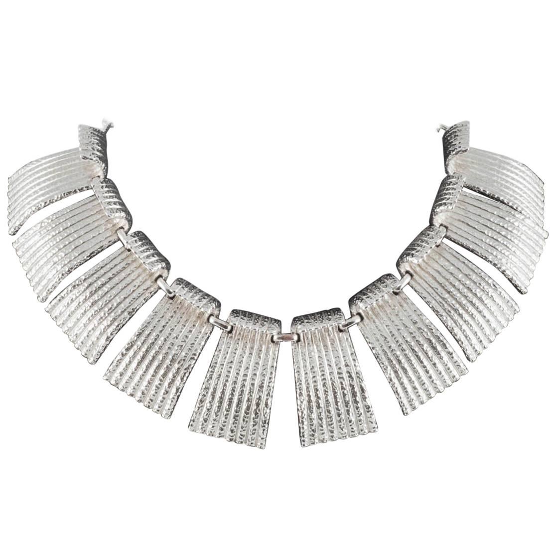  Modernist silvertone 'Cleopatra' collar, Vendome, 1960s