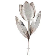 Huge sterling silver 'tulip' brooch, Carl Ruopoli, 1940s 2