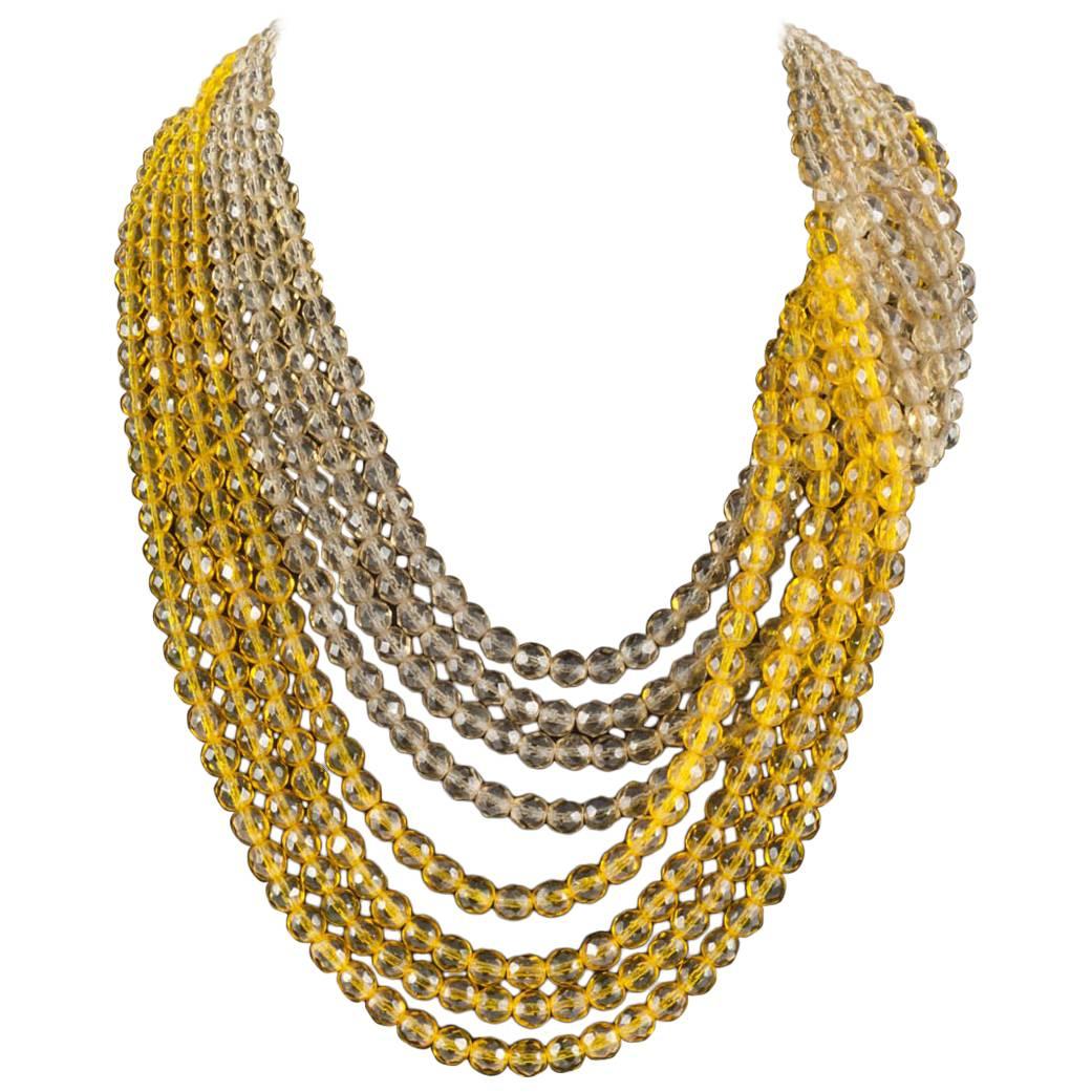 Yellow and clear crystal bead 'twist' necklace, Coppola e Toppo 1950s