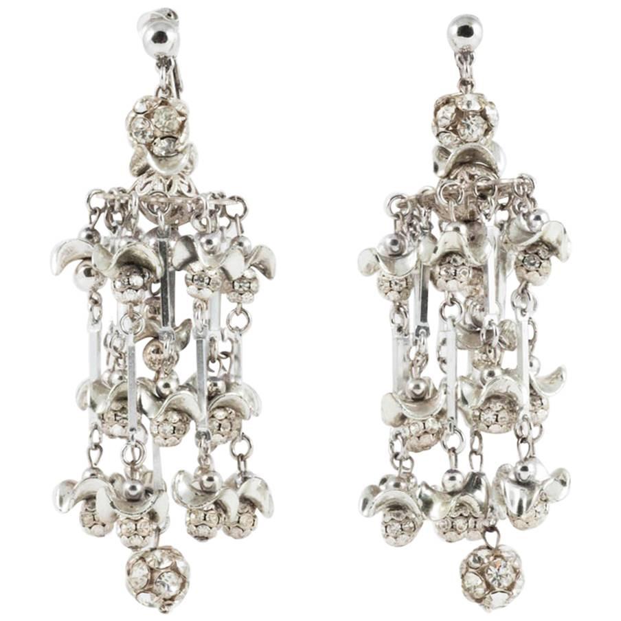 Exceptionally large, but light,  chandelier earrings, 1960s