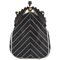 Vintage Celluloid and silk 'chevron' handbag, 1930s