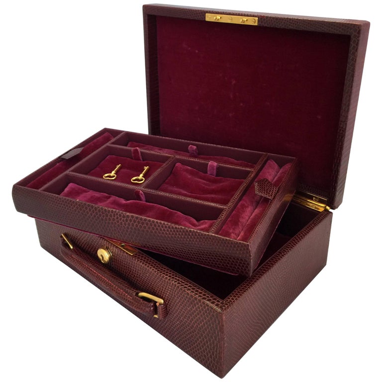 Hermes Lizard Skin Jewelry Box with Velvet Lining at 1stDibs hermes