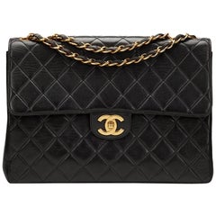 1990s Chanel Black Quilted Lambskin Retro Jumbo XL Flap Bag