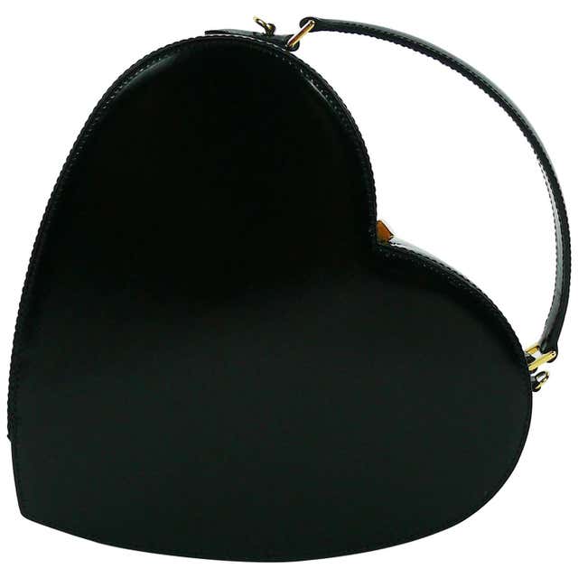 Moschino Vintage Rare Iconic Black Patent Leather Heart Bag at 1stDibs ...