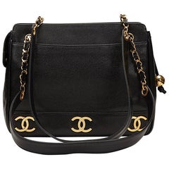 1990's VIntage Chanel White Caviar Shoulder Bag For Sale at 1stDibs