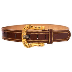 Fendi Brown Patent Leather & Wicker Belt sz 80