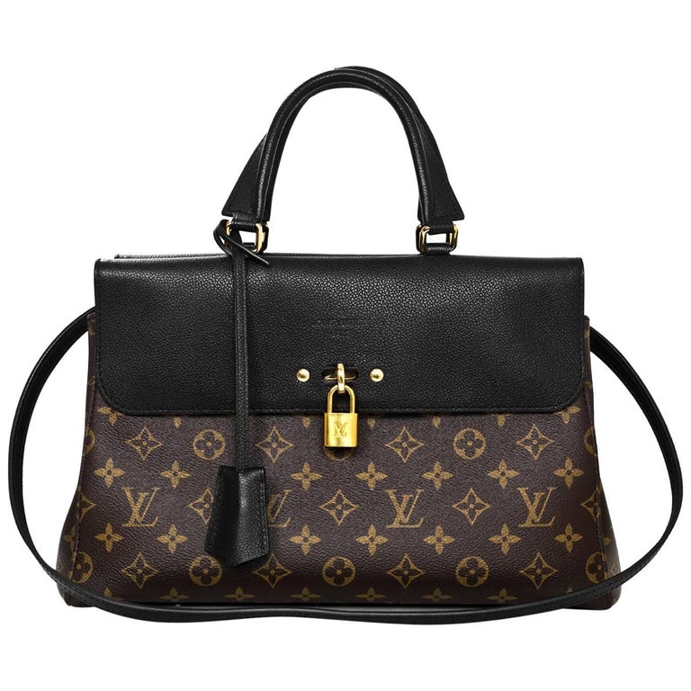Louis Vuitton Monogram/ Noir Leather Venus Tote Bag with DB For Sale at 1stdibs