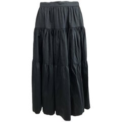 Vintage Yves Saint Laurent tiered black cotton peasant skirt 1970s 9