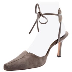 Manolo Blahnik - Chaussures vintage en daim avec brides de cheville en cuir, taille 37,5