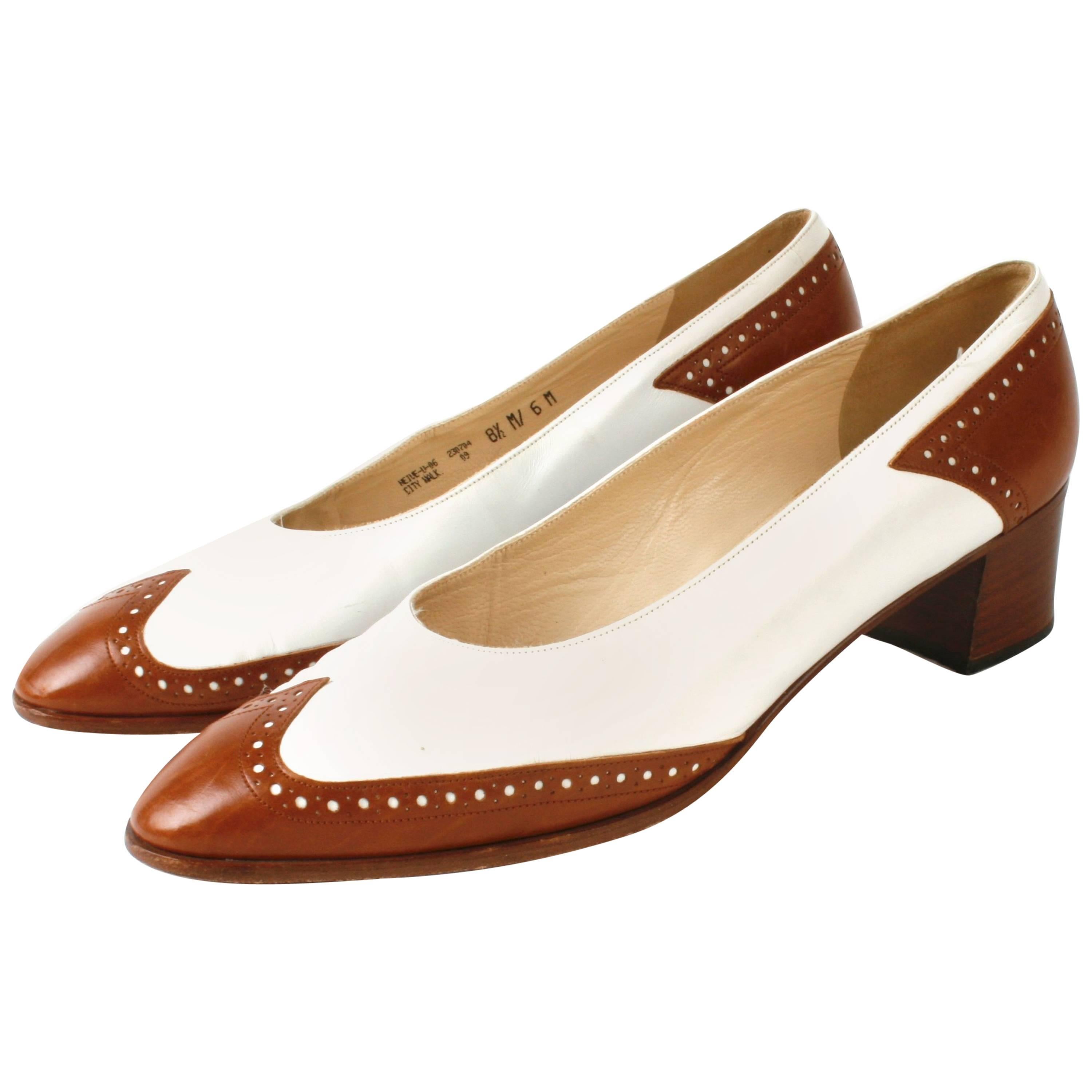 Bally Cognac and White City Walk Spectator Pumps