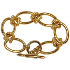 Retro Kenneth Jay Lane Multi-Textured & Gilded Gold Vermeil Hardware Bracelet