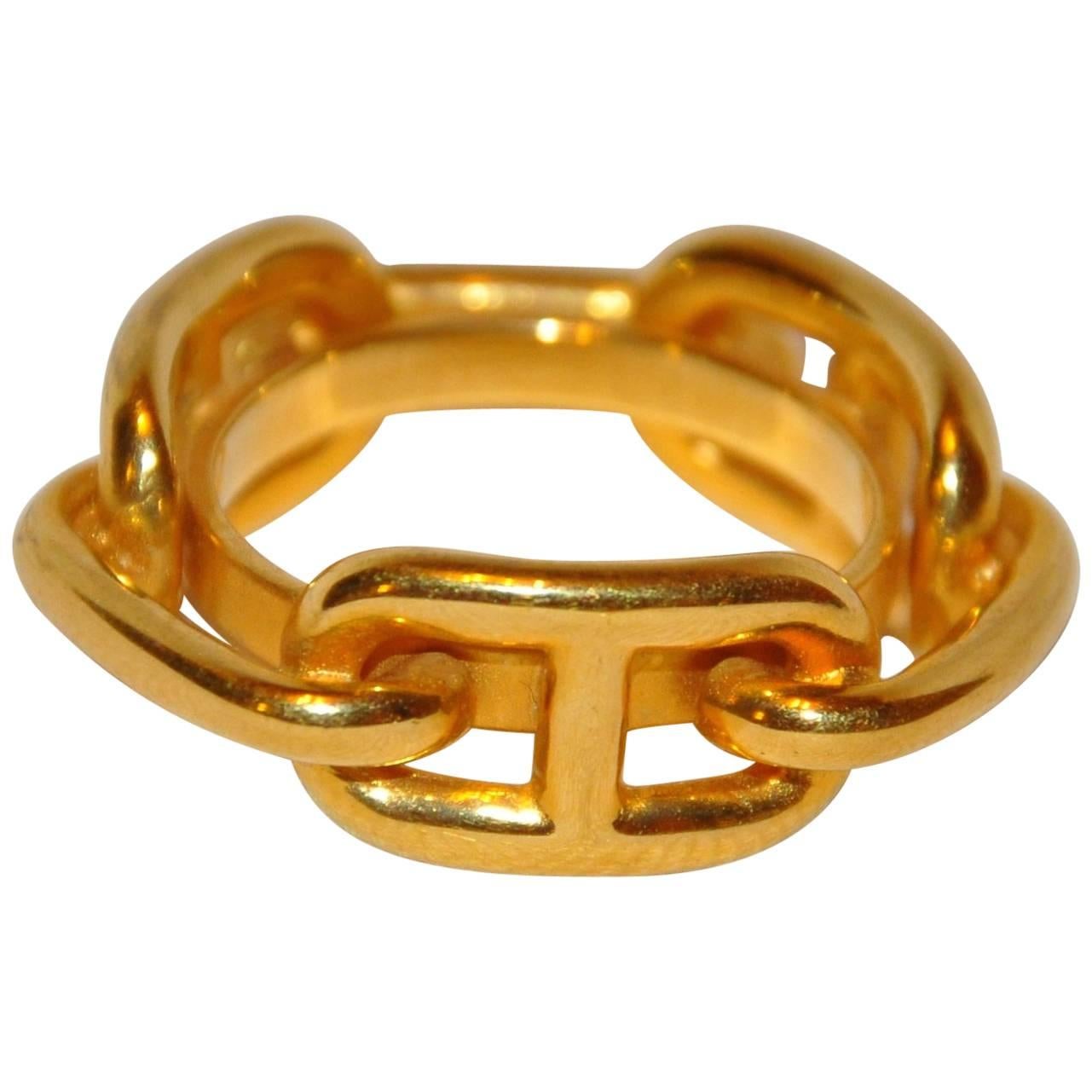 Hermes Gilded Gold Vermeil Hardware ChainLink Scarf Ring at 1stDibs