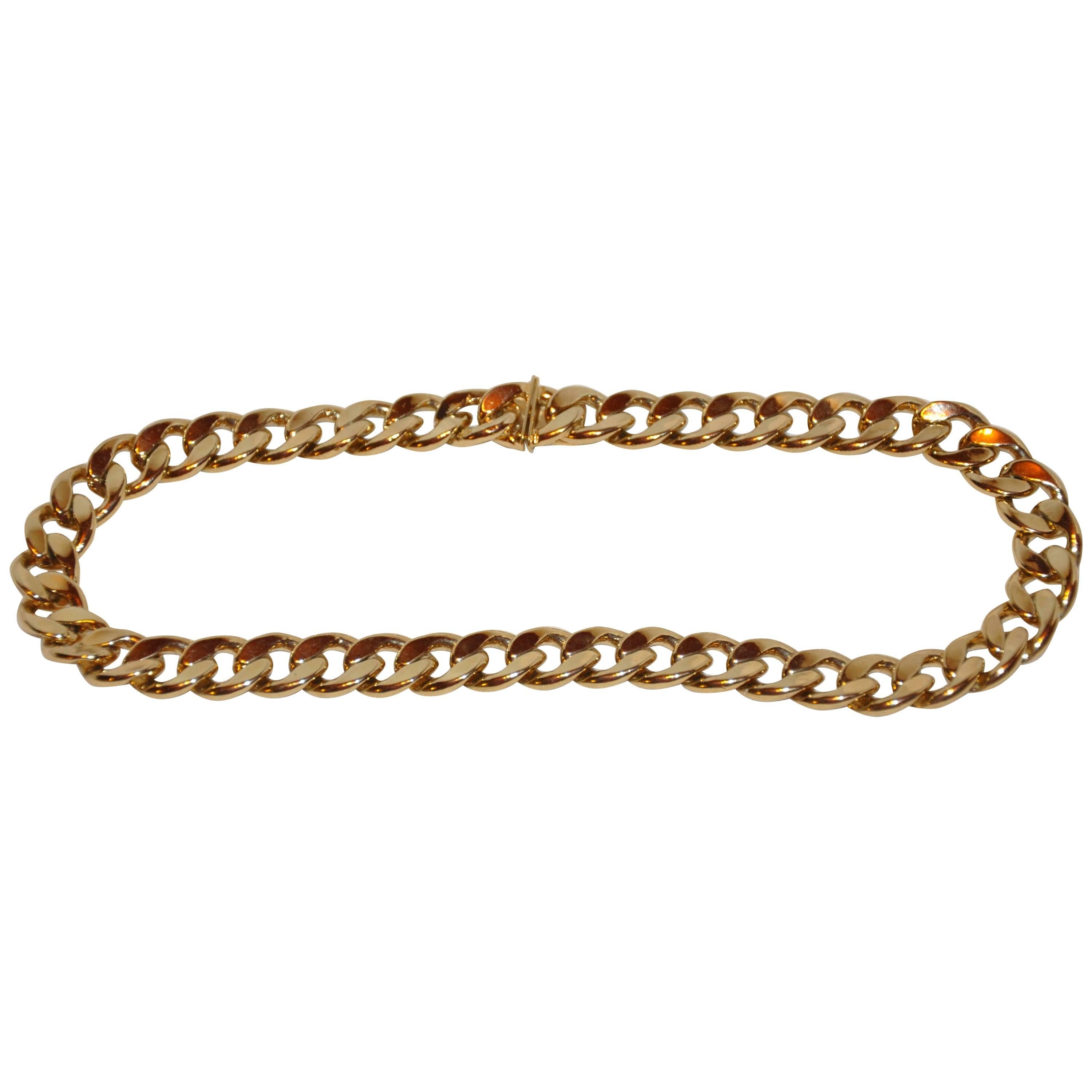 Heavy Gilded Gold Polished Vermeil Chain-Link Necklace For Sale