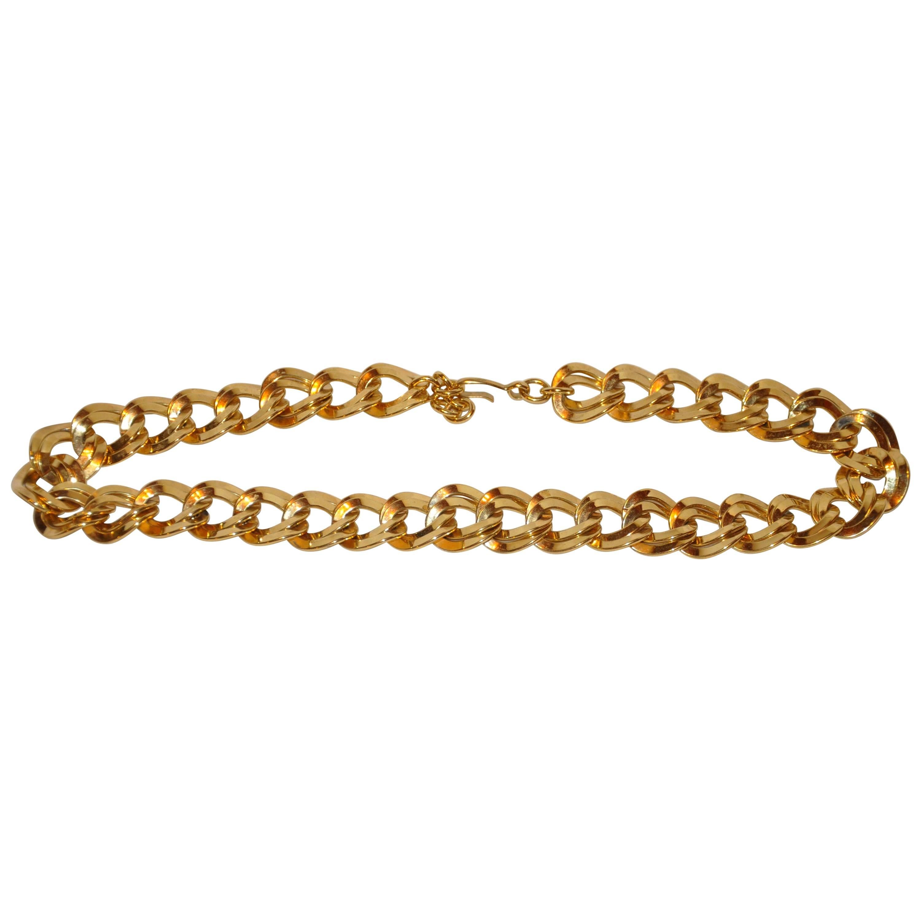 Collana a catena "Double Loop" di Monet con hardware in vermeil dorato e lucido in vendita