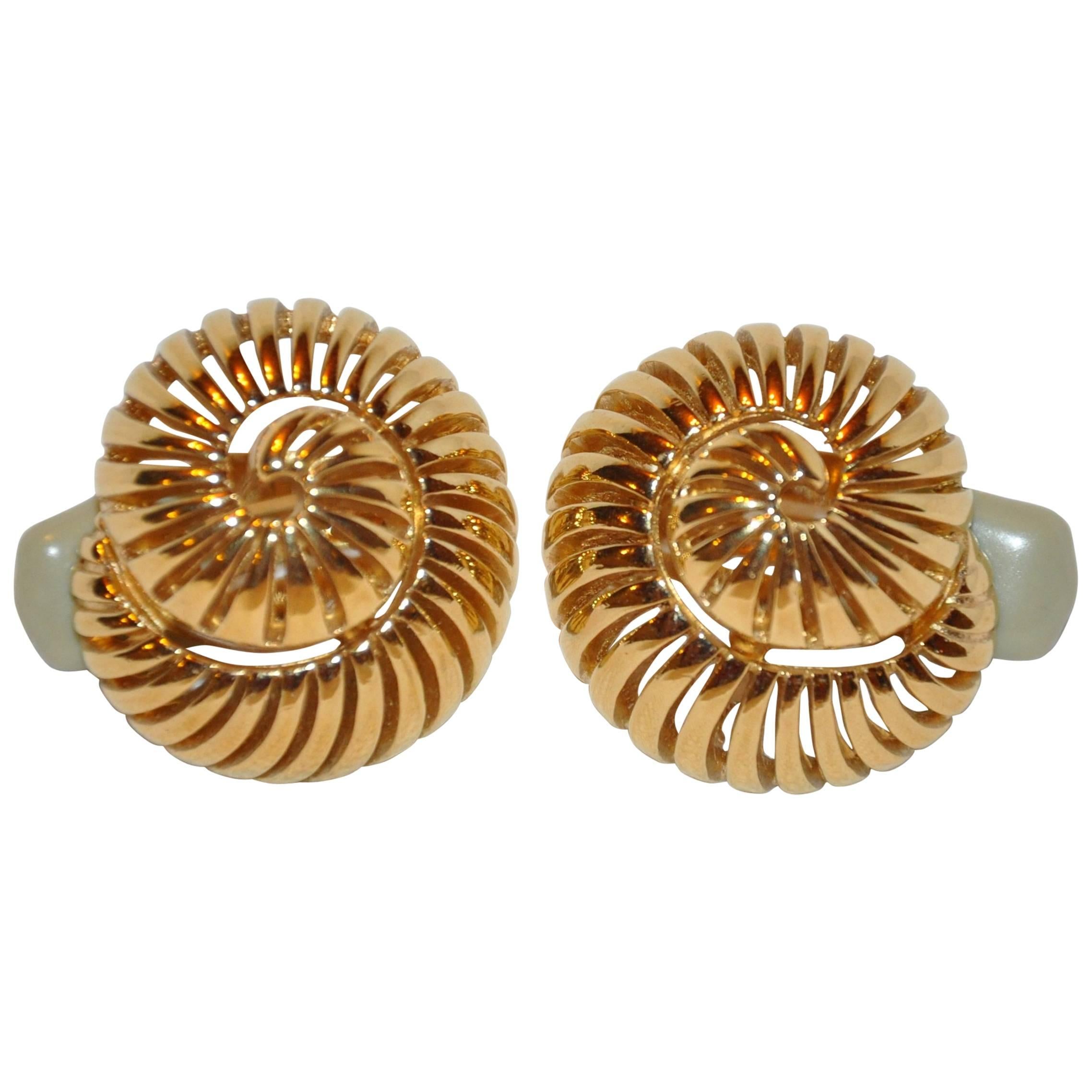 Ciner Gilded Gold Vermeil Hardware "Seashell" Earrings For Sale