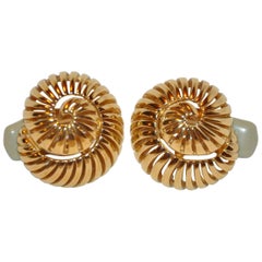 Retro Ciner Gilded Gold Vermeil Hardware "Seashell" Earrings