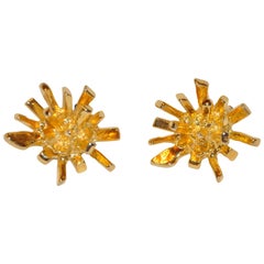 Norma Jean Grandes boucles d'oreilles « Starburst » audacieuses en or vermeil et quincaillerie